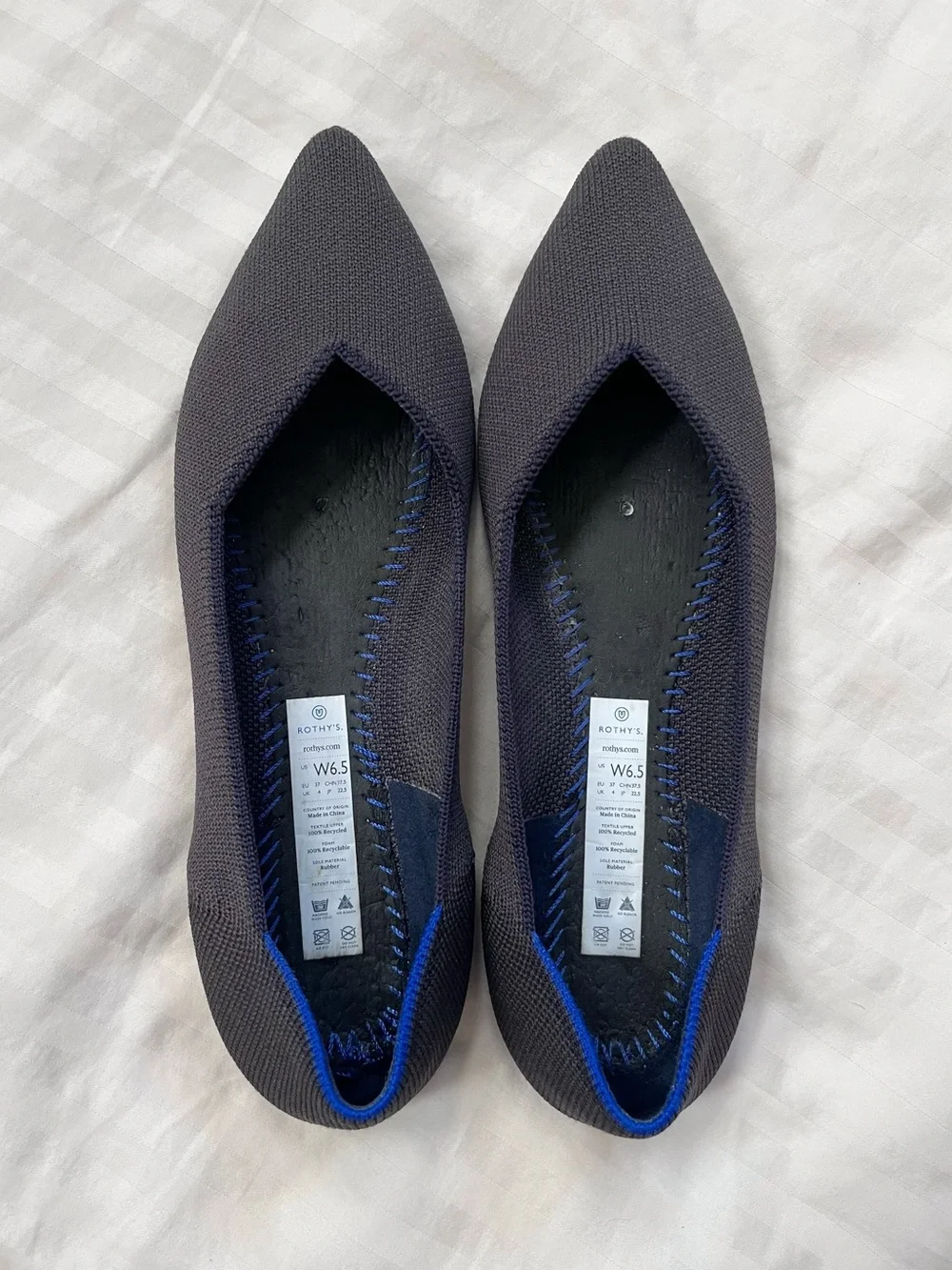 Rothy’s | EUC - The Point Knit Ballet Flats | Charcoal, Size 6.5